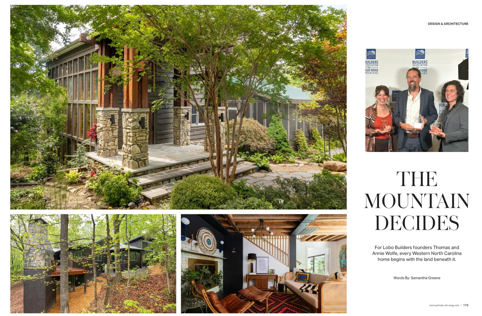 Editorial feature on Lobo Builders in Private Air Luxury Homes